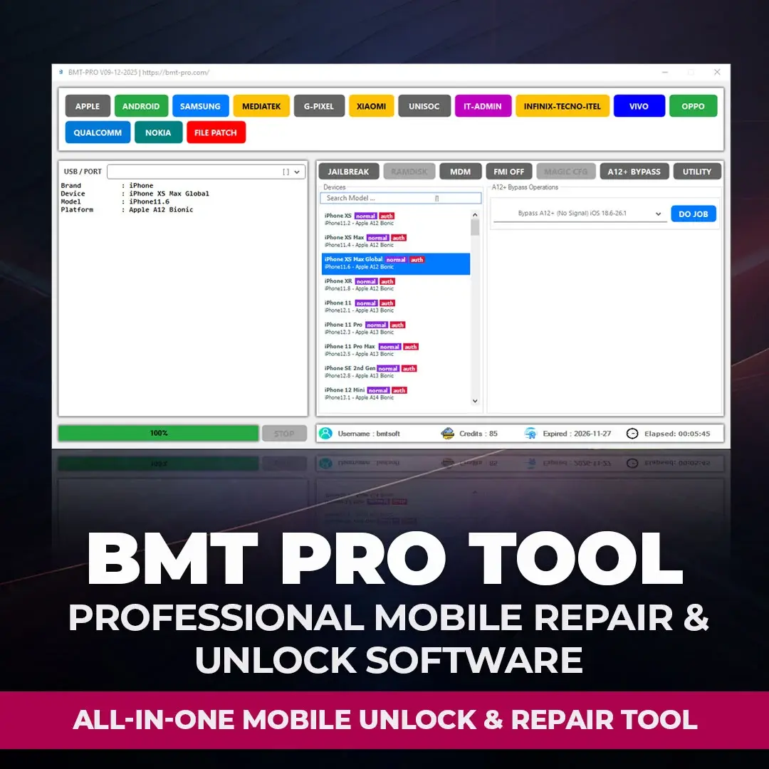 BTMultiTool - BMT Pro Tool - (1 Year - 1 PC) Unlimited Operations