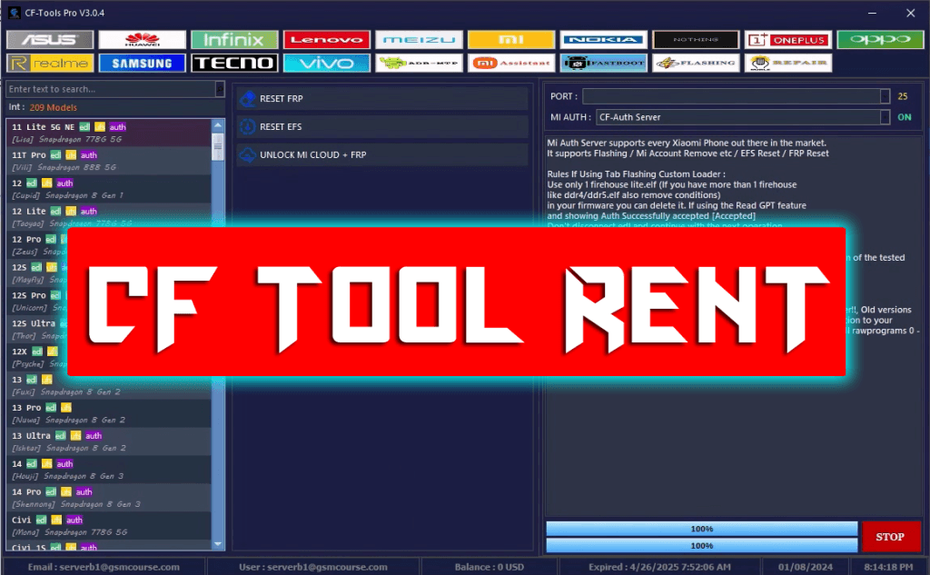 CF Tool Rent -[instant-Auto API 24x7]