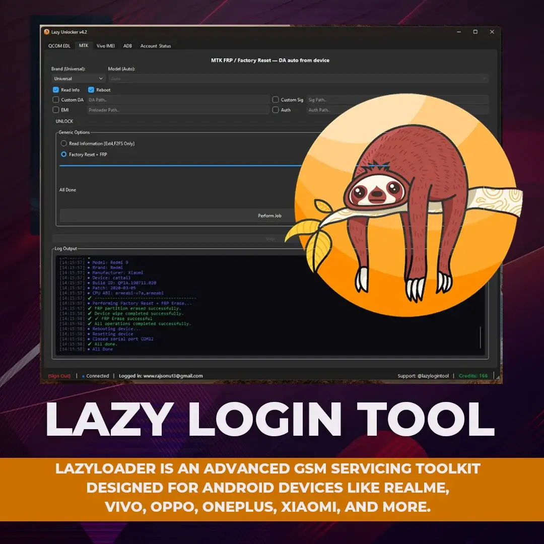 LAZY LOGIN TOOL AUTO API EXISTING USER Realme Credit