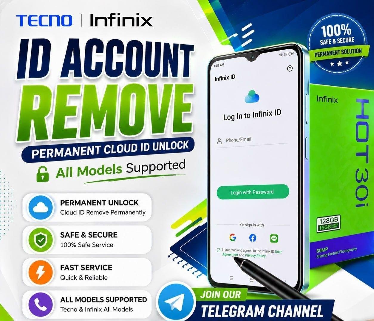 TECNO - INFINIX - ITEL ID Removal - Official Service ⚡️ { INSTANT } ⚡️ 100% SUCCESS Server 1